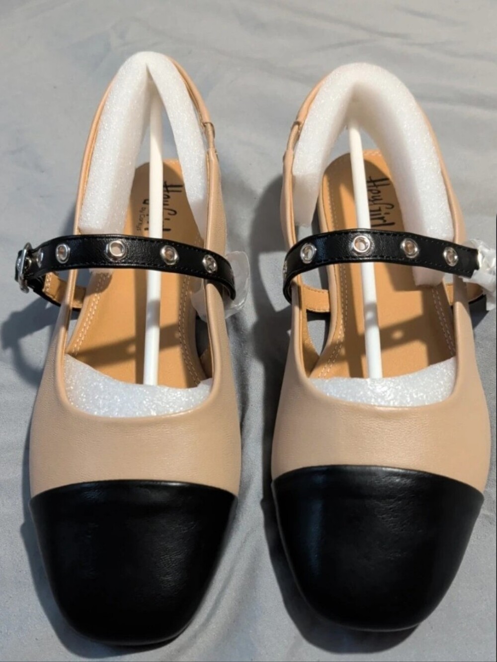 Corkys Beige and Black Two-Tone Slingback Flat